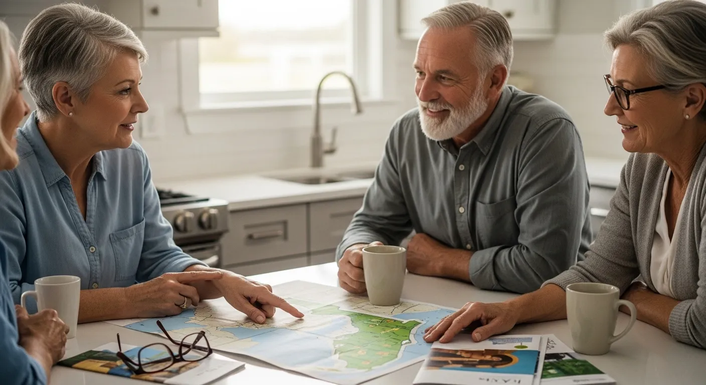 Photo-realistic, senior-friendly scene that visually introduces the section titled 'Exploring Other Popular 55+ Communities Across Florida'.