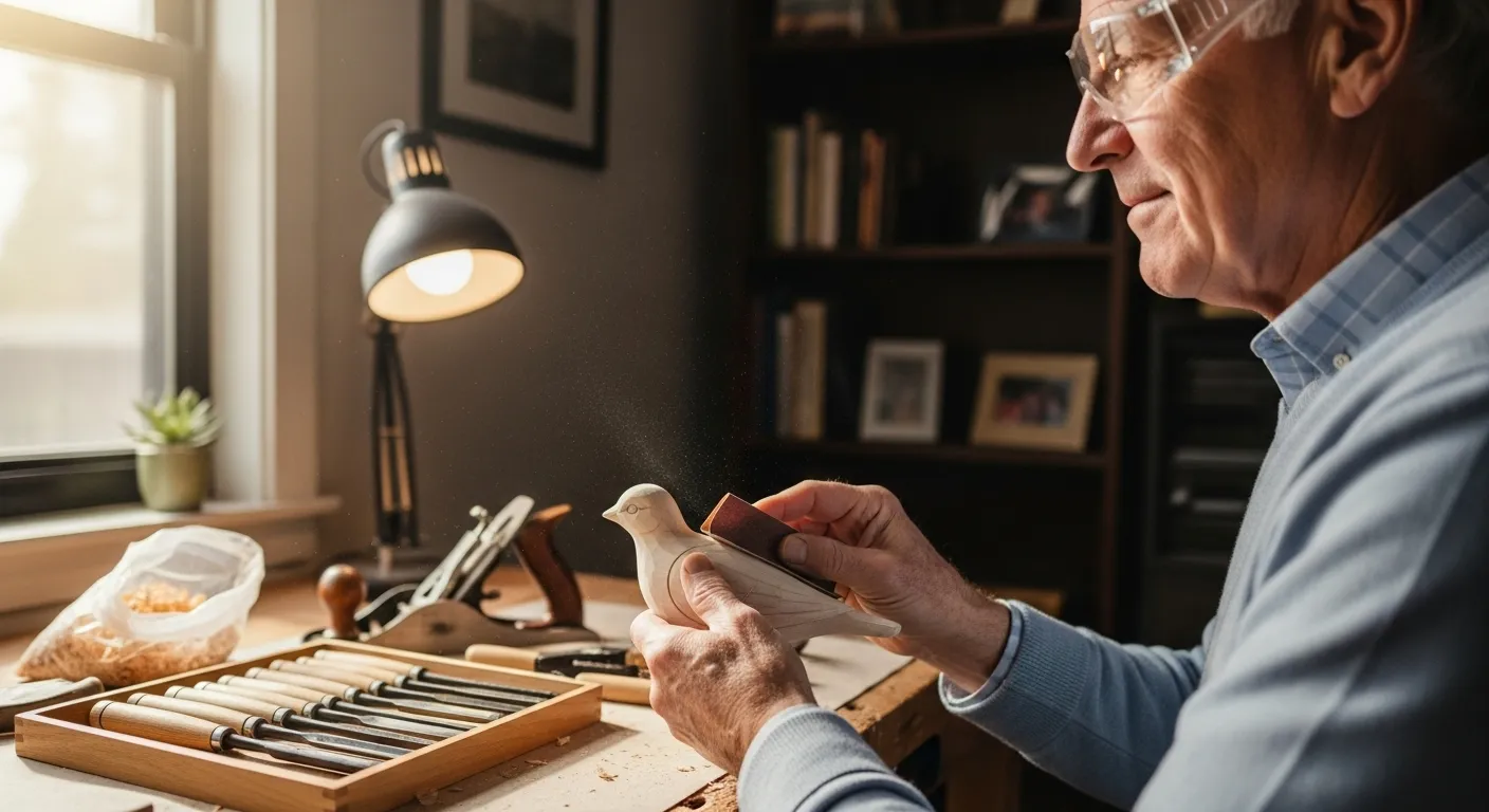Photo-realistic, senior-friendly scene that visually introduces the section titled 'Scenario: Meet Frank, the Aspiring Woodworker'.