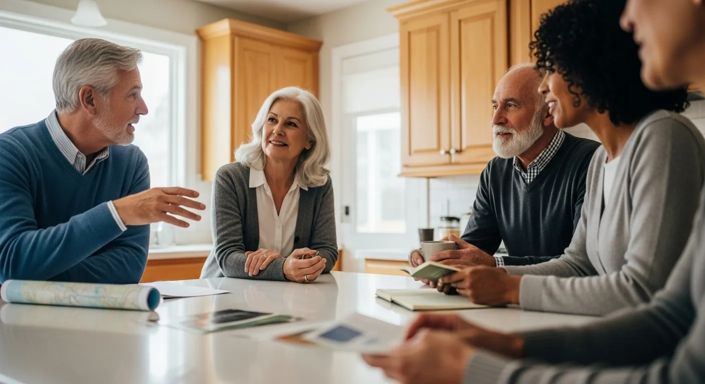 Photo-realistic, senior-friendly scene that visually introduces the section titled 'The Foundation: Choosing a Socially-Friendly Location'.