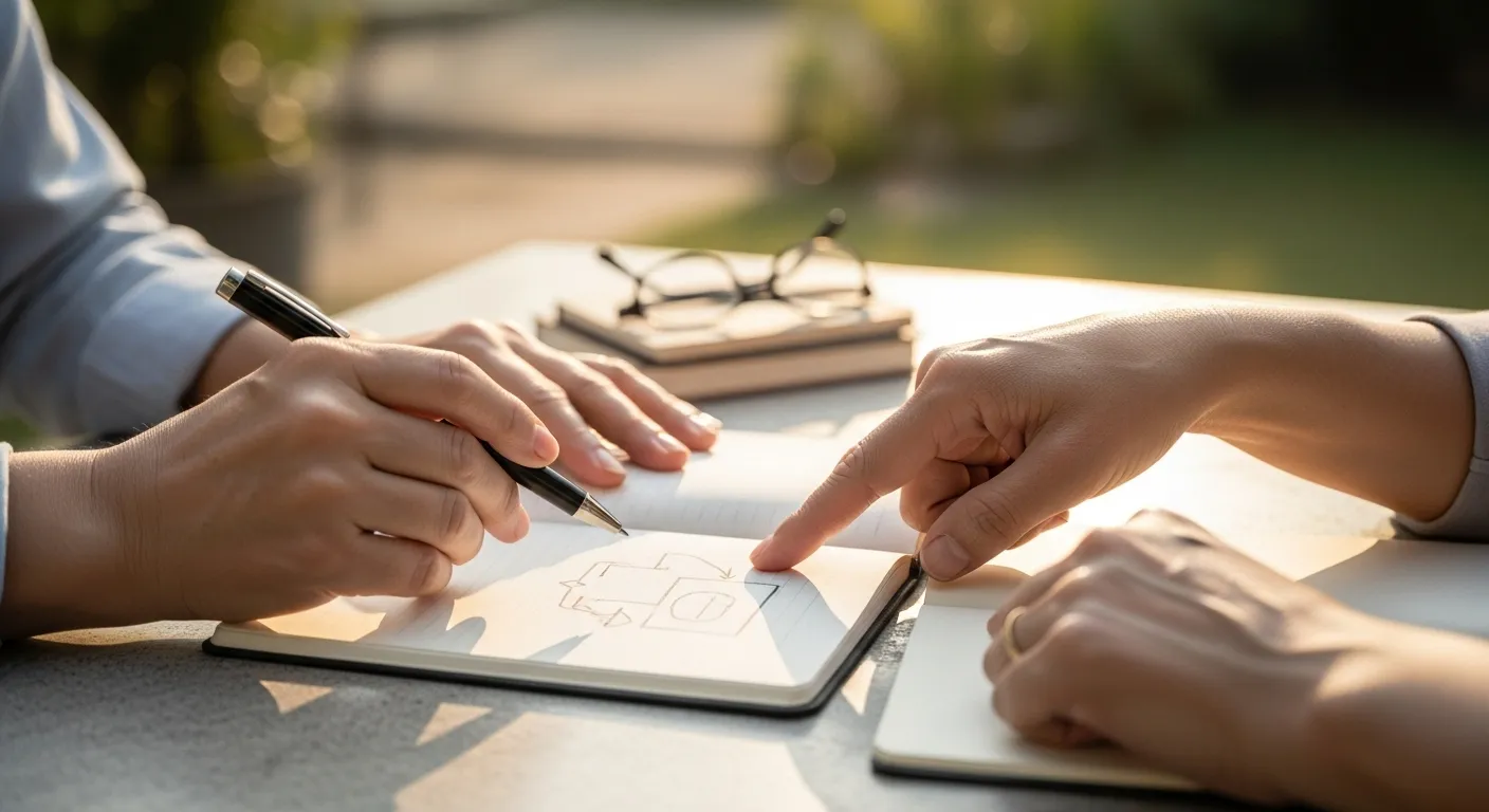 Photo-realistic, senior-friendly scene that visually introduces the section titled 'Beyond the Resume: The Cover Letter and Interview'.