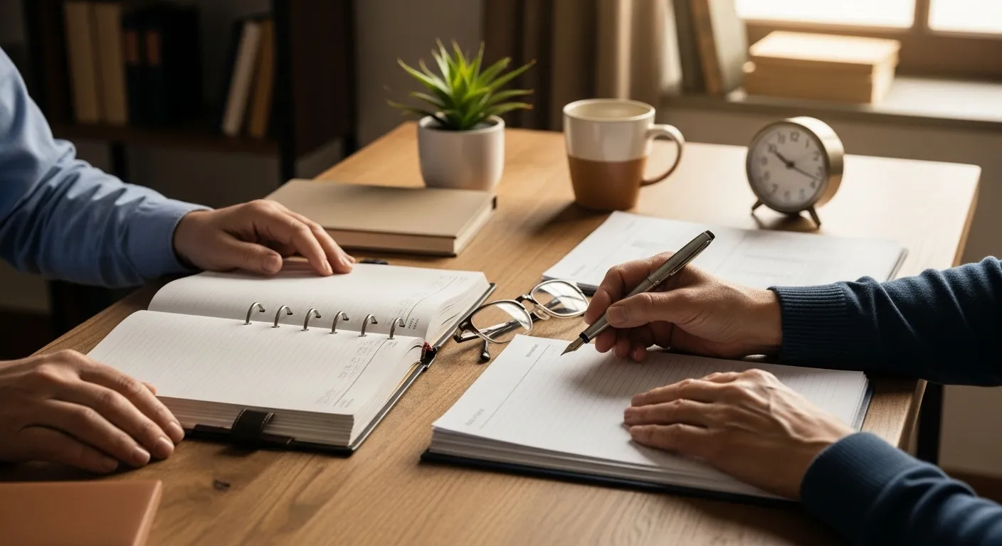 Photo-realistic, senior-friendly scene that visually introduces the section titled 'The Last 6 Months: Fine-Tuning and Paperwork'.