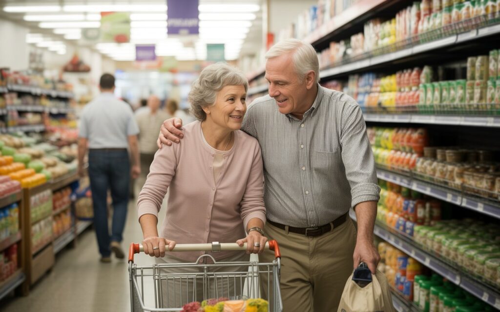 senior couple shopping