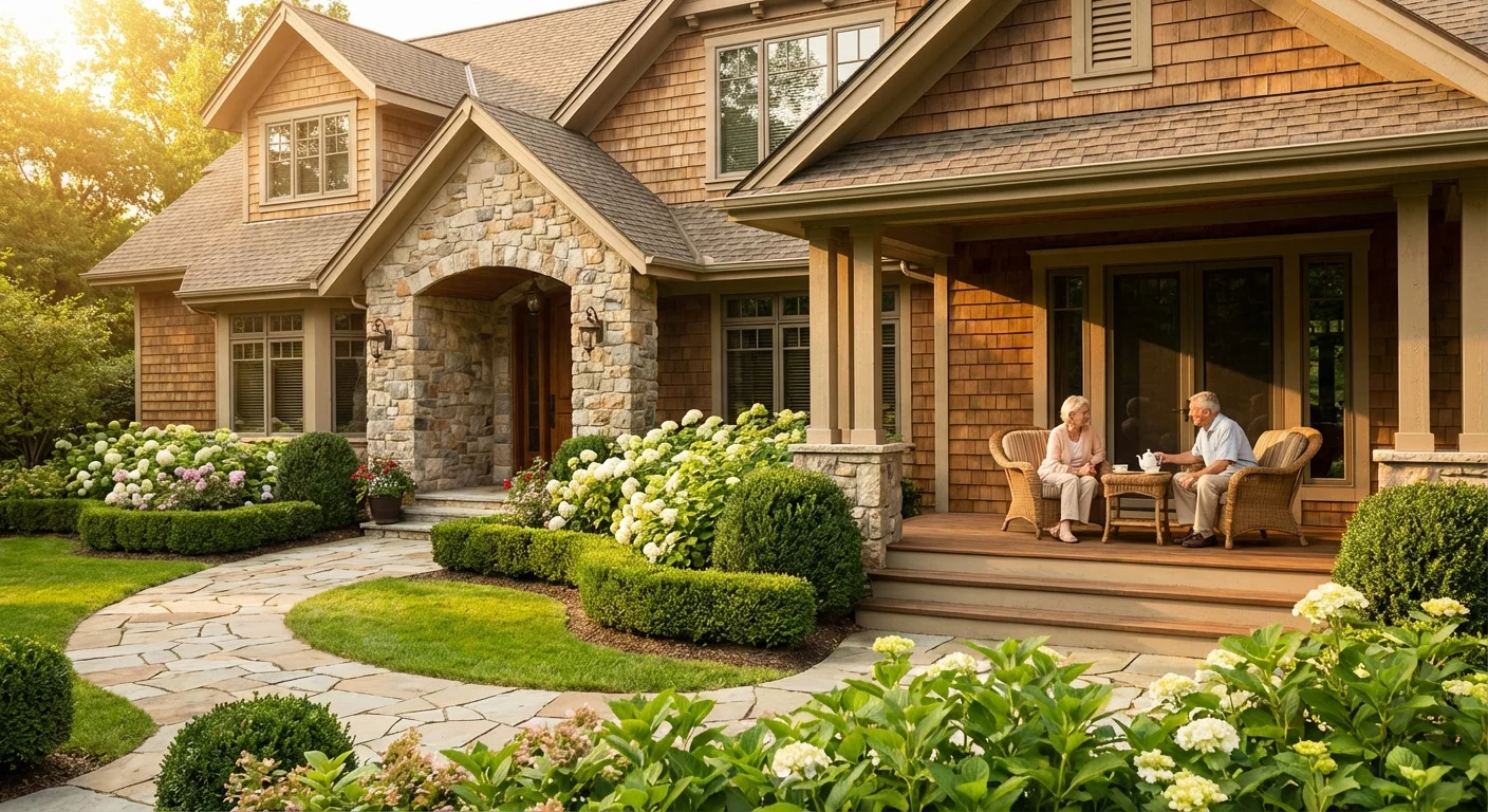 A beautiful, well-maintained suburban home representing the value of home equity in retirement.