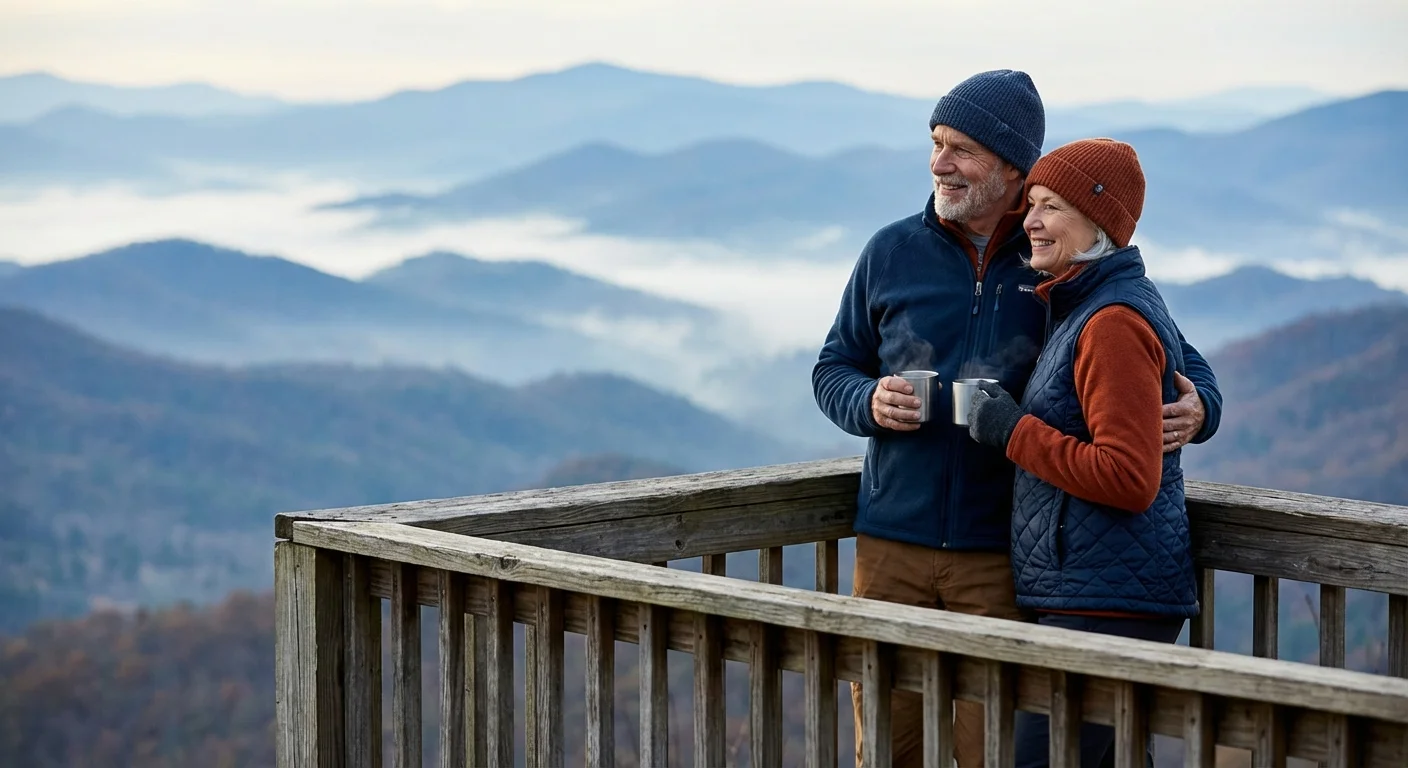 A couple enjoying a mountain view, symbolizing the 'Mountain State' of West Virginia.