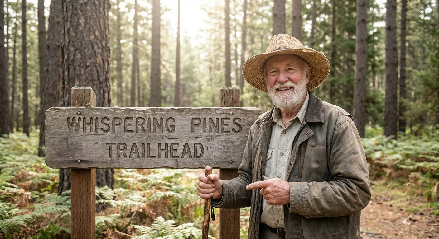 A senior man smiling at a National Park entrance.