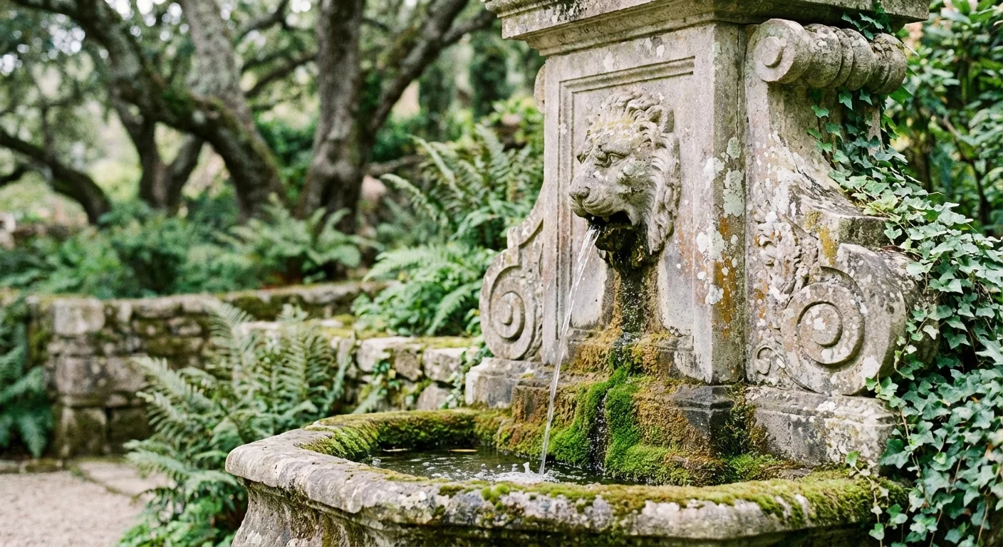 A stone fountain with a steady flow of water, representing the predictable nature of annuities.