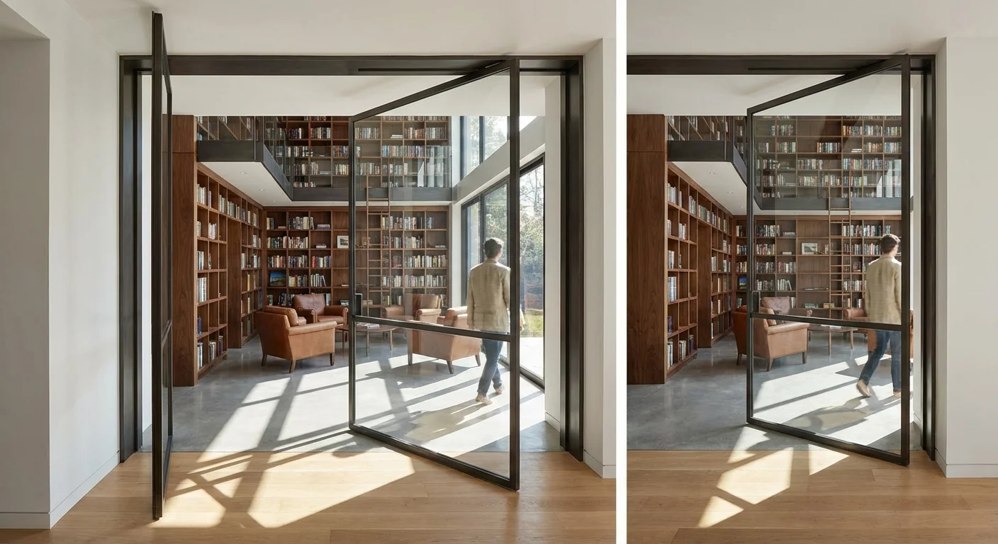 An elegant glass door opening into a sunlit library, symbolizing the backdoor entry strategy.