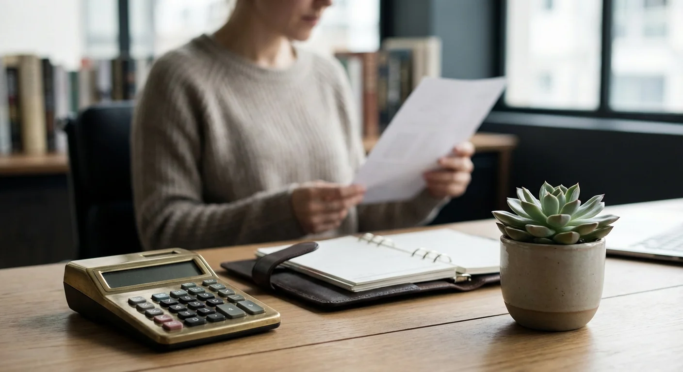 An organized desk with a calculator and planner, representing financial planning and preparation.