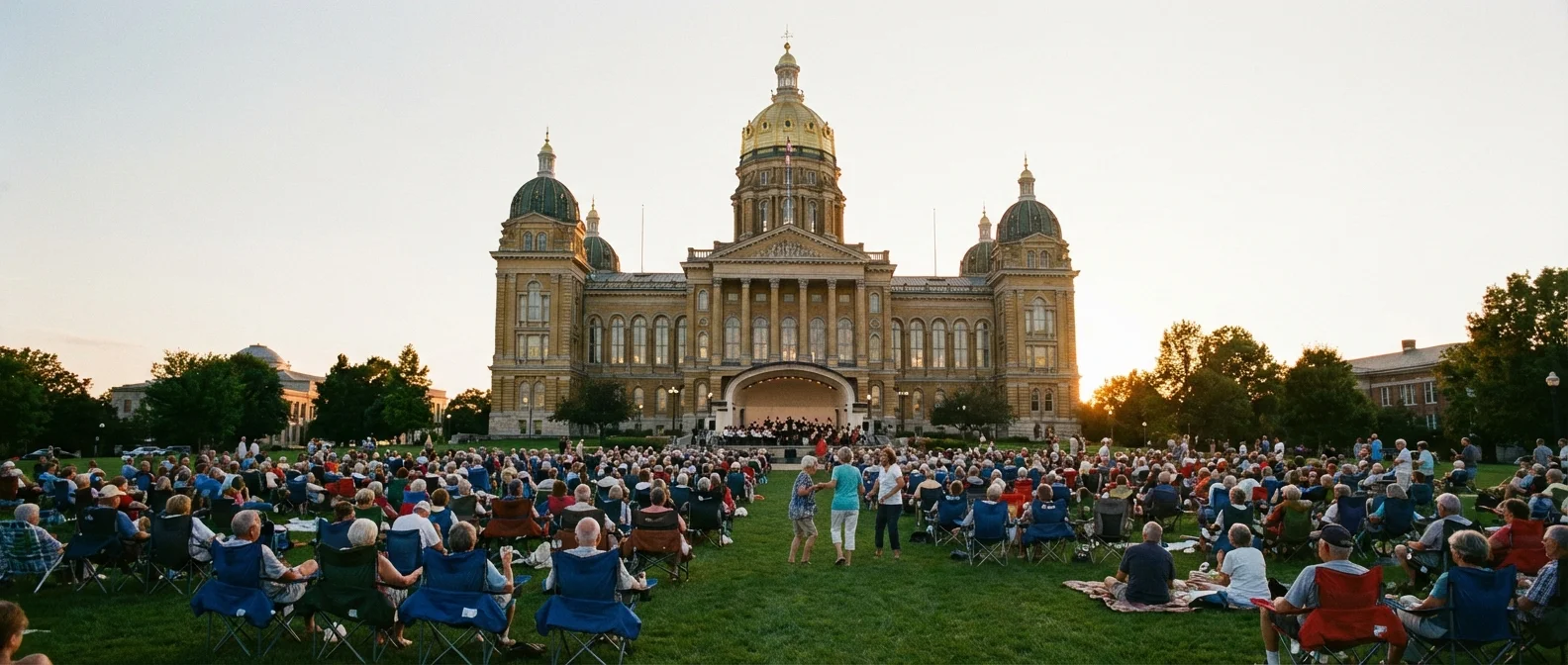 Seniors attending an outdoor event near the Nebraska State Capitol in Lincoln.