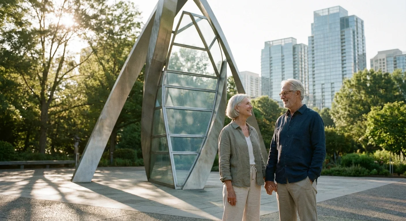 Seniors visiting an outdoor sculpture park in Grand Rapids, Michigan.