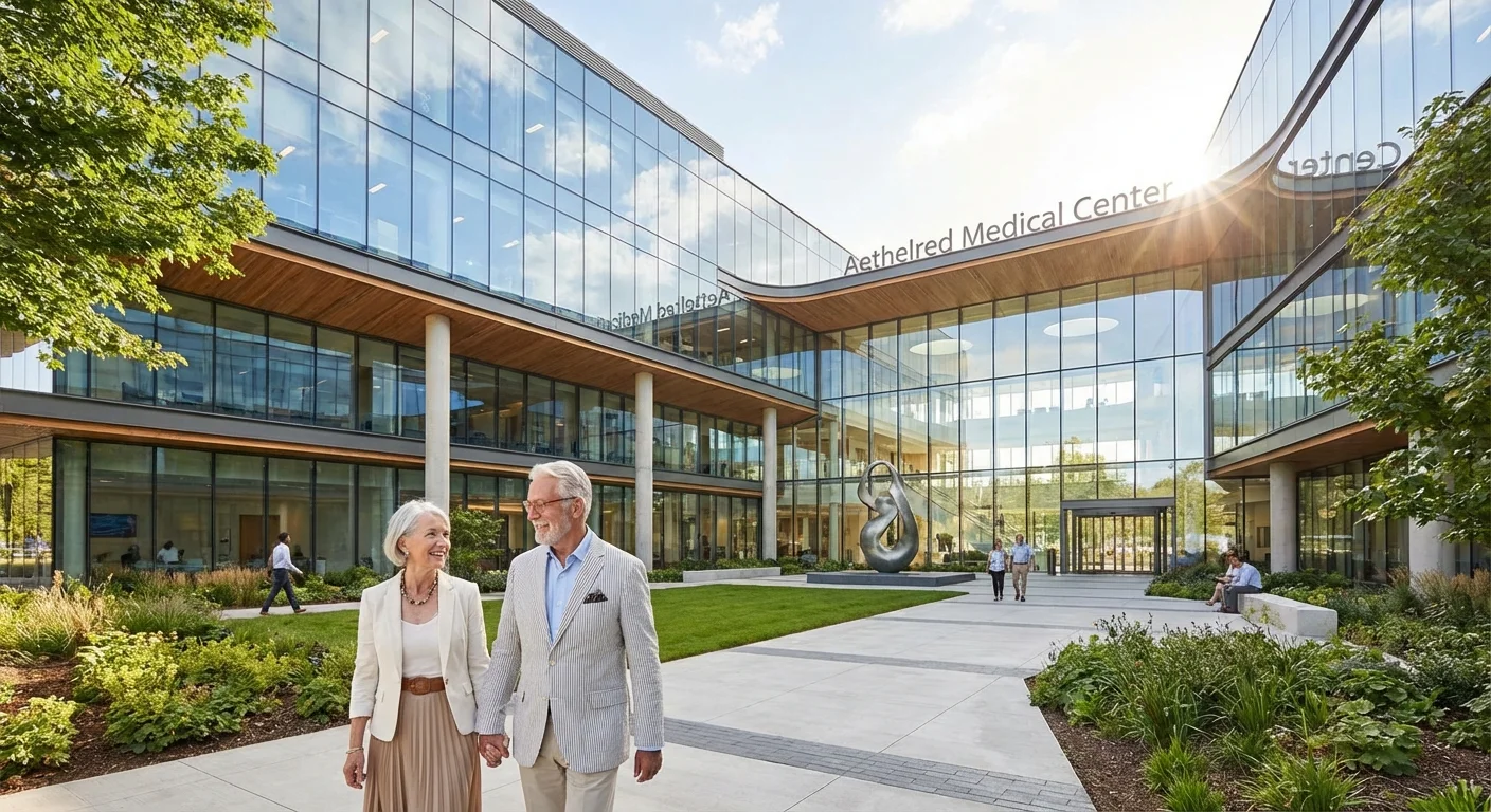 The modern medical facilities in Rochester, Minnesota, home to the Mayo Clinic.