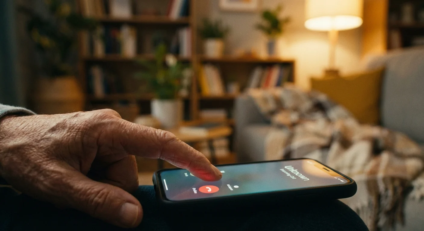 A close-up of a finger about to press 'Decline' on a smartphone screen.