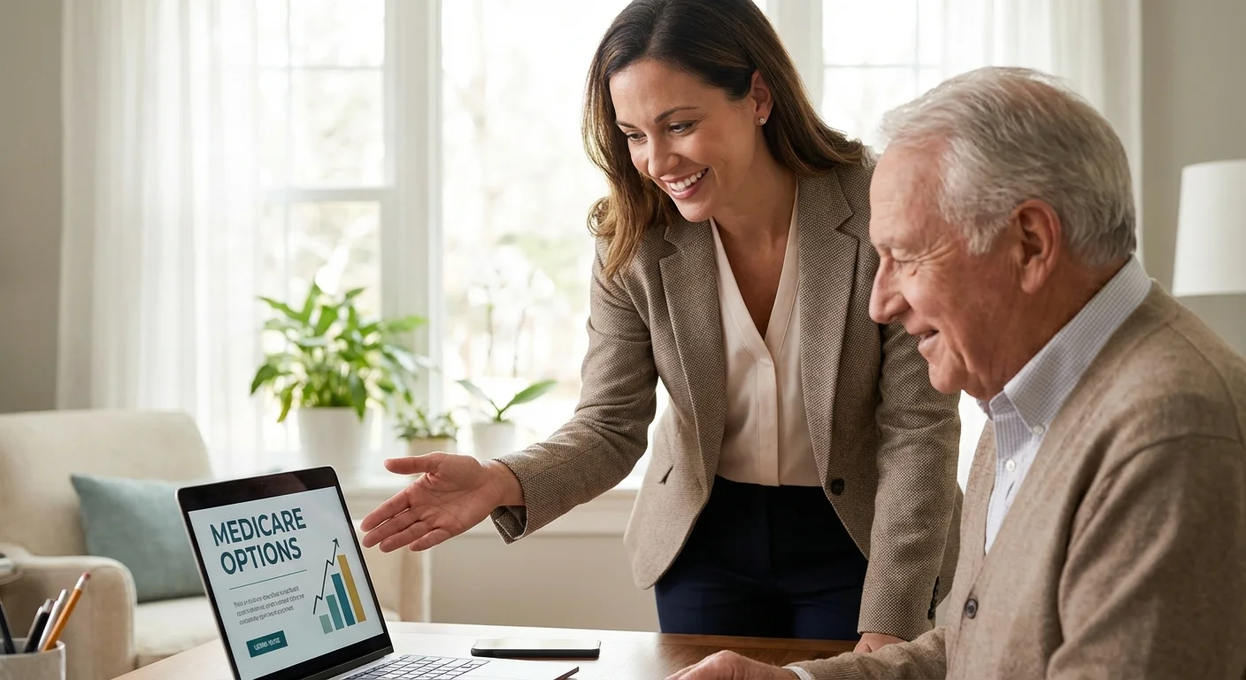 A friendly professional advisor smiling during a consultation.