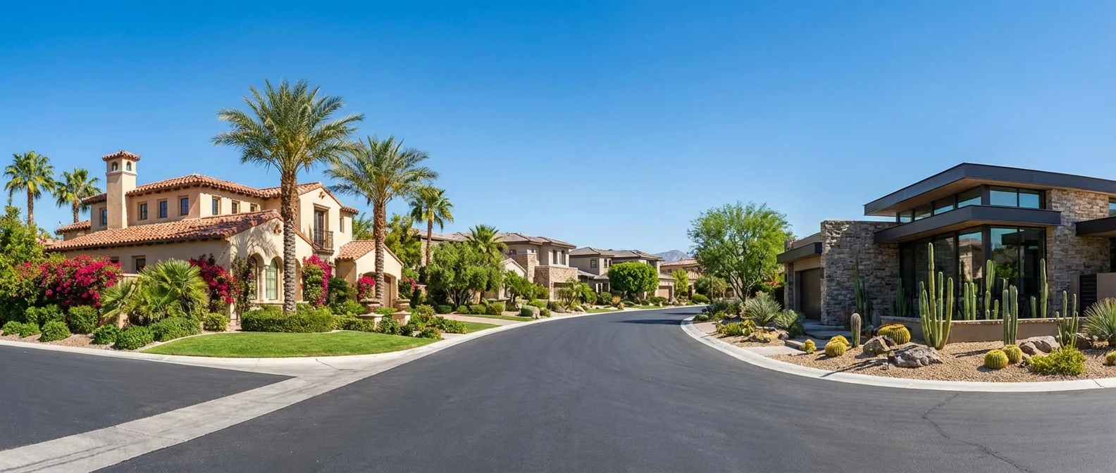 A montage-style view of beautiful homes in different tax-free states under a clear blue sky.