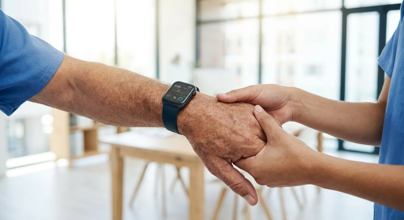 A person sharing health data from their watch with a doctor.