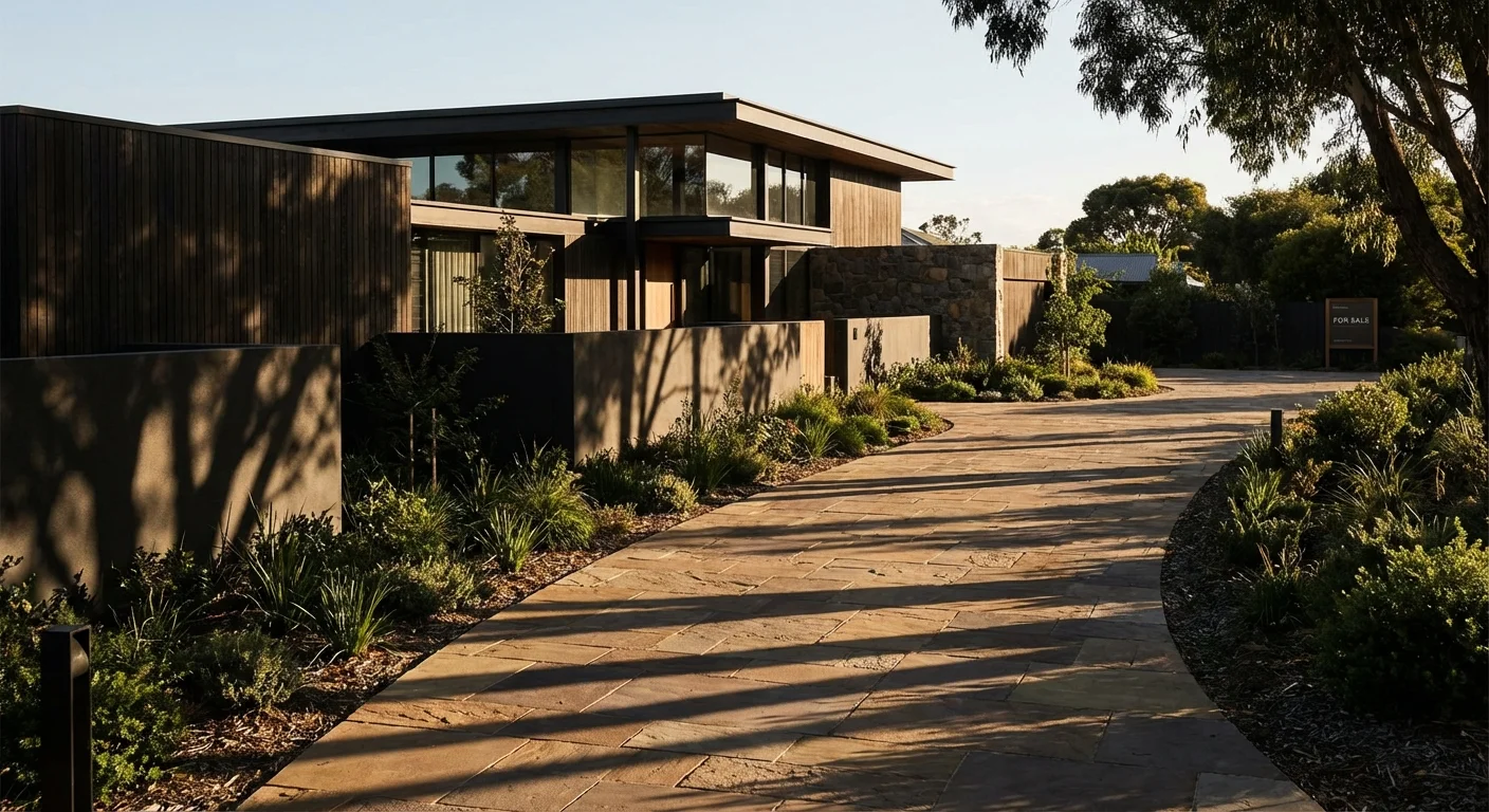 An elegant home exterior during late afternoon, suggesting the hidden costs of property and real estate.