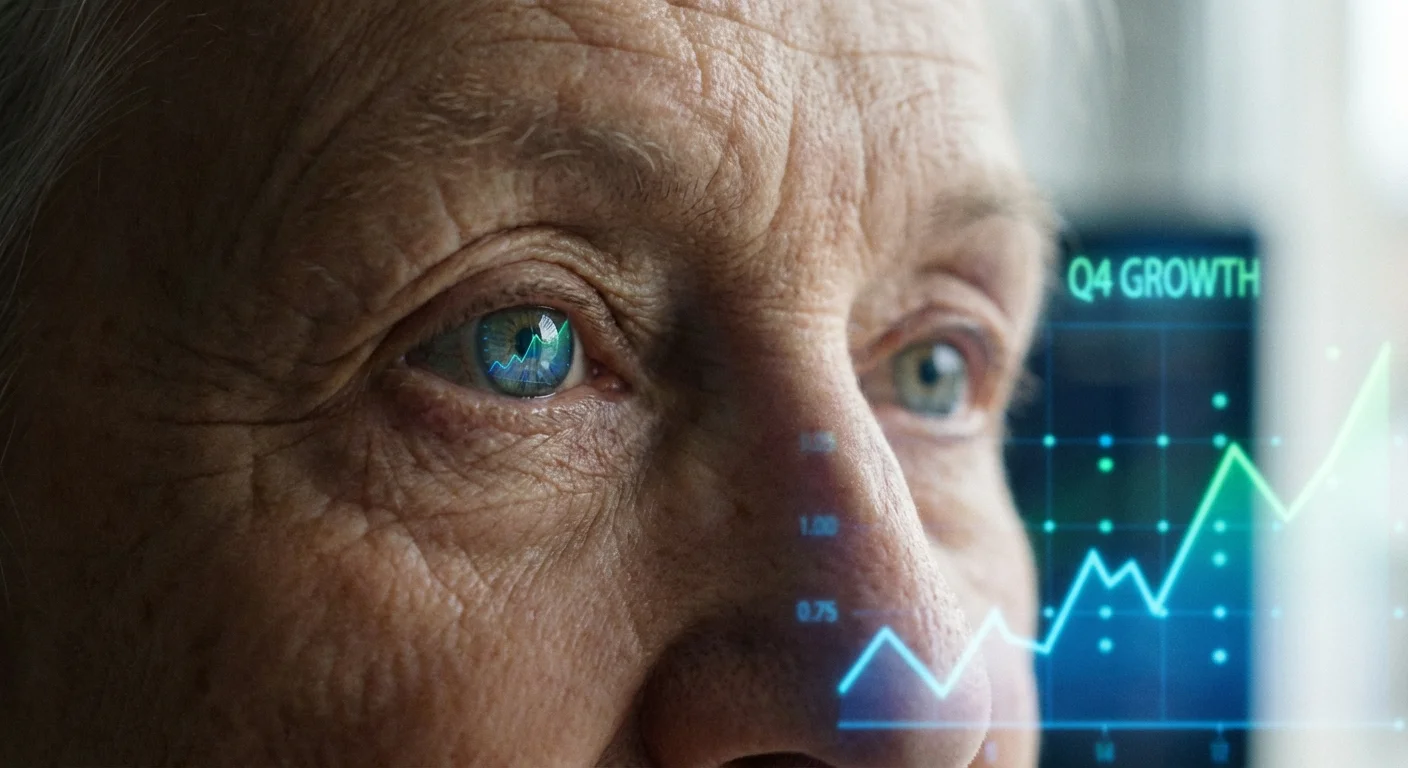Macro shot of a person's eyes reflecting a graph, symbolizing financial discernment and caution.