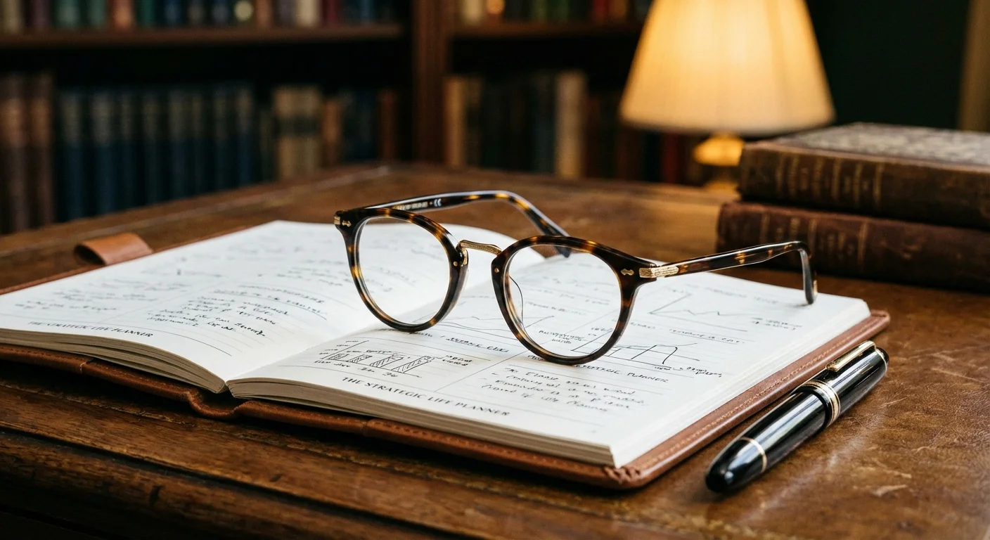 Reading glasses and a planner on a desk, symbolizing a strategic approach to retirement income.