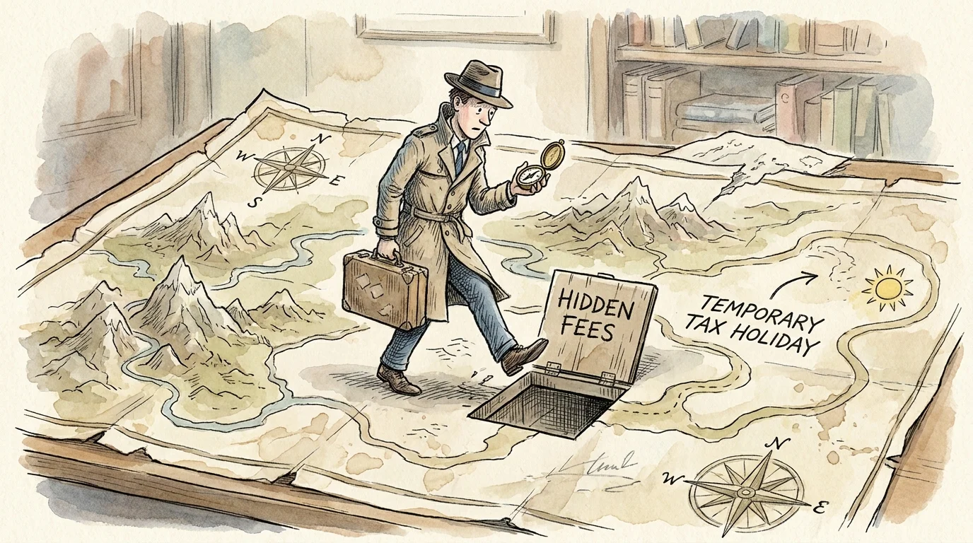 An illustration of a person walking on a map and trying to avoid hidden trapdoors labeled with relocation errors.