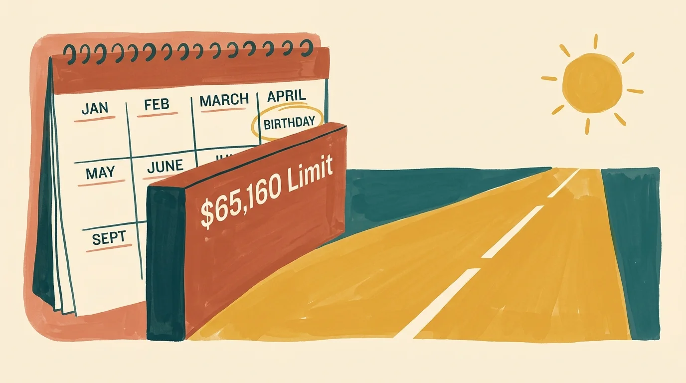 An artistic illustration showing an income limit barrier disappearing as a calendar transition occurs.