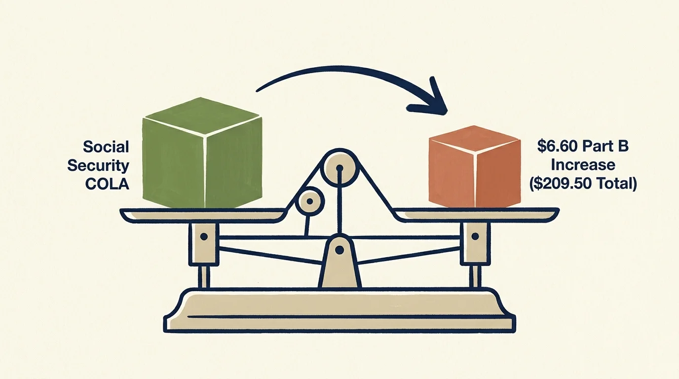 Illustration of a mechanical balance scale weighing a large green cube against a smaller orange block with text labels.
