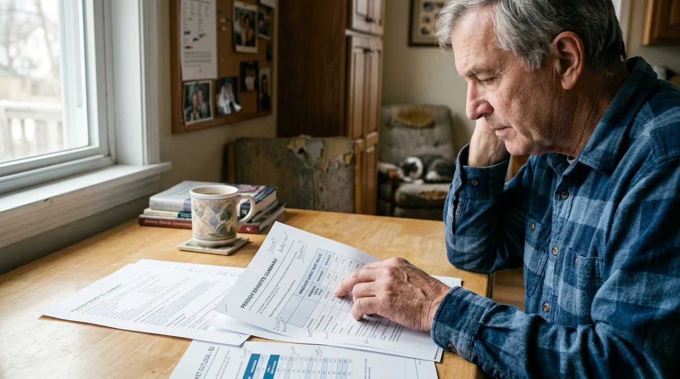 Editorial photograph illustrating: Sign 7: Pension Rules or Market Conditions Favor an Immediate Exit